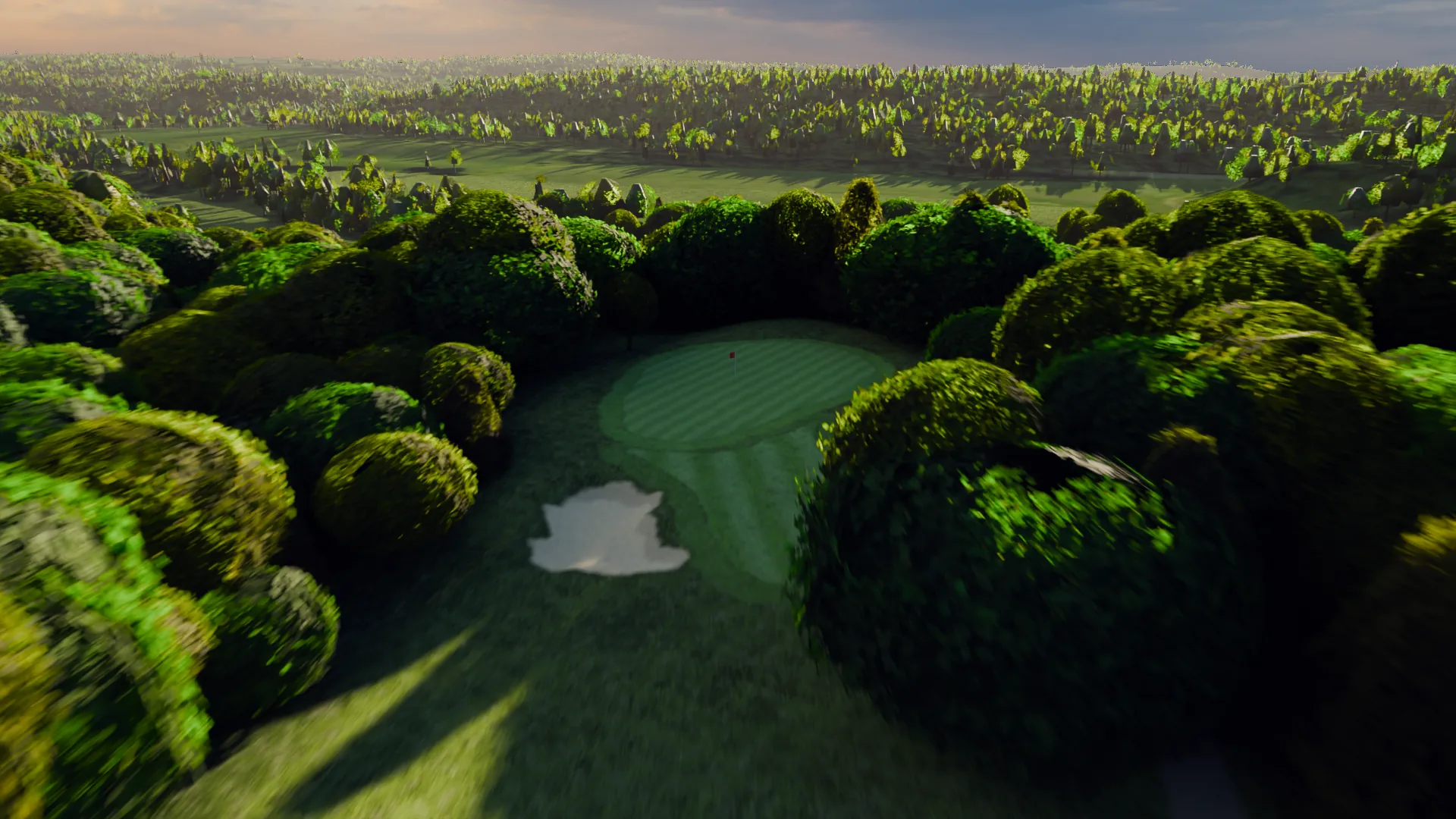 The twelfth green at River Ridge opening out of the trees.